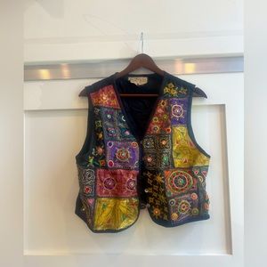 carole little vest embroidery vintage top festival metallic